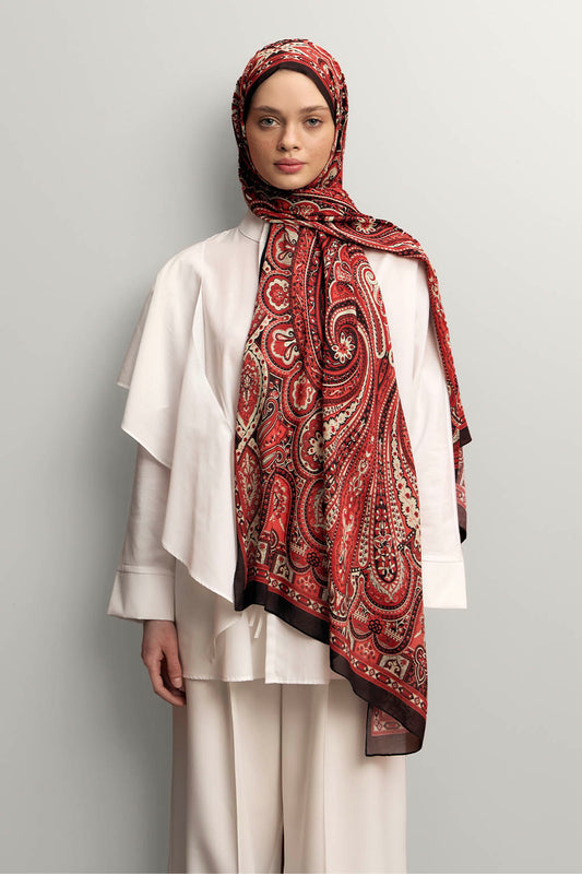 Deluxe Desenli Şal Kırmızı