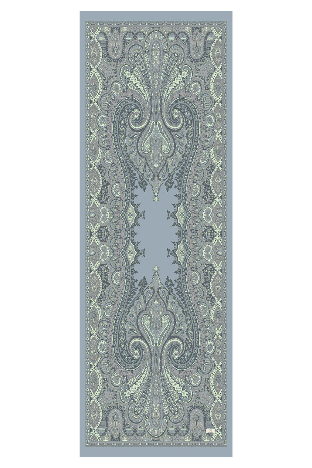 Etnik Desenli Şal Soft Mavi Alice