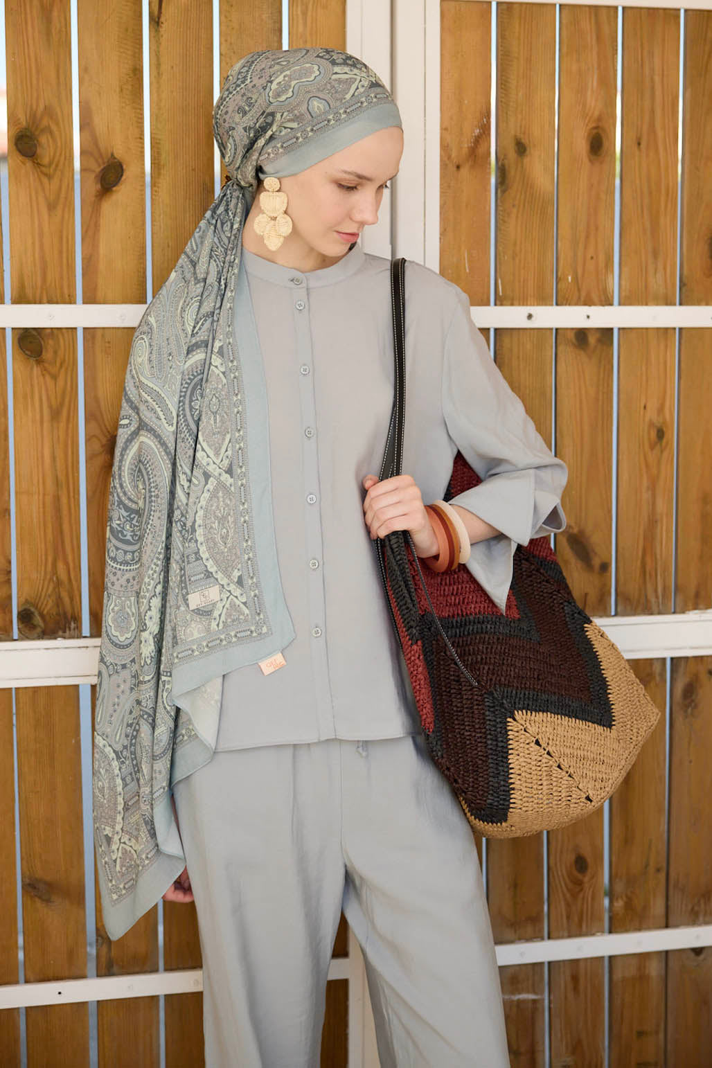 Deluxe Desenli Şal Alice Soft Mavi