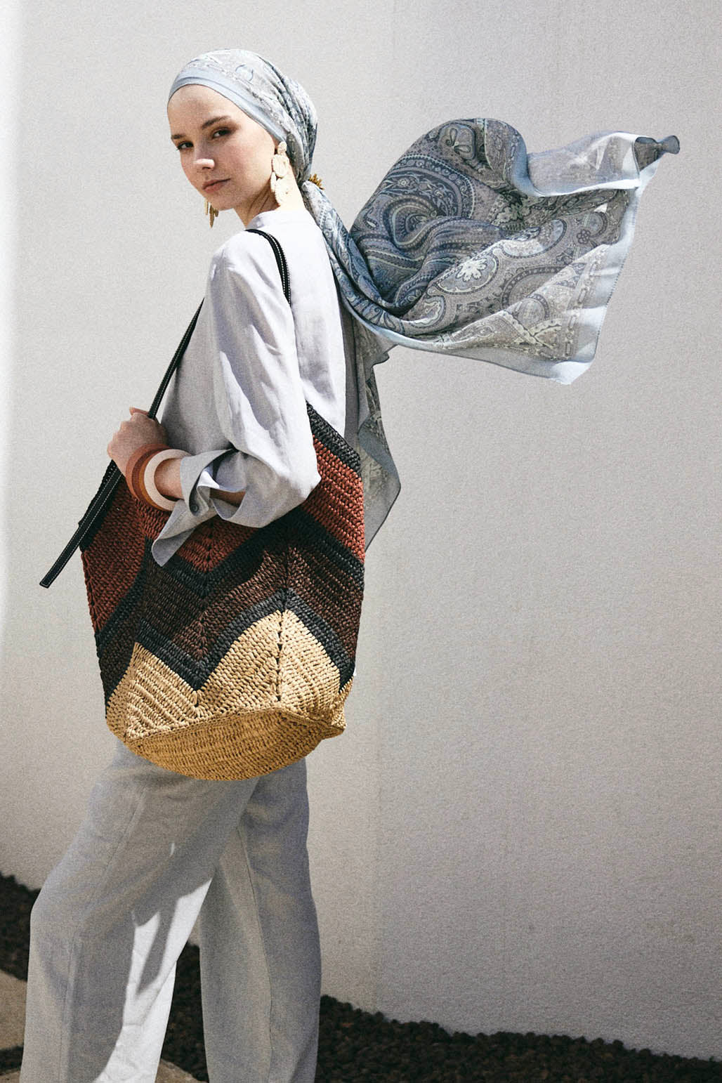 Deluxe Desenli Şal Alice Soft Mavi