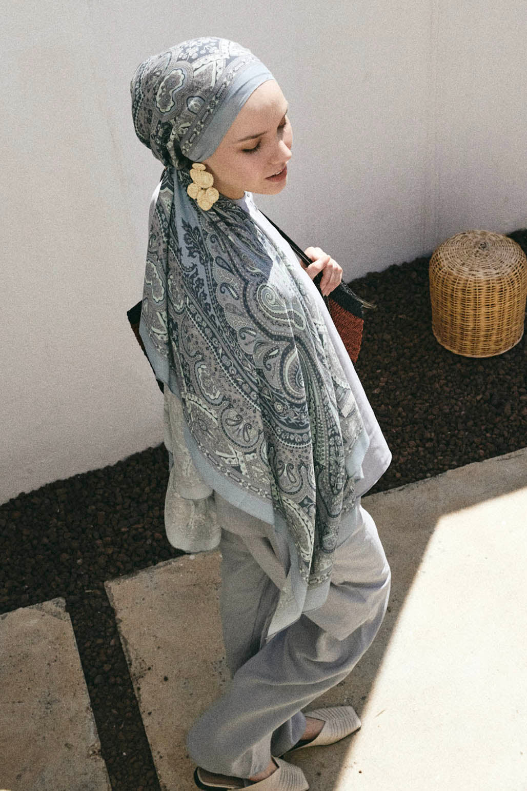 Deluxe Desenli Şal Alice Soft Mavi