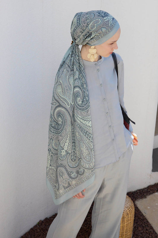 Deluxe Desenli Şal Alice Soft Mavi