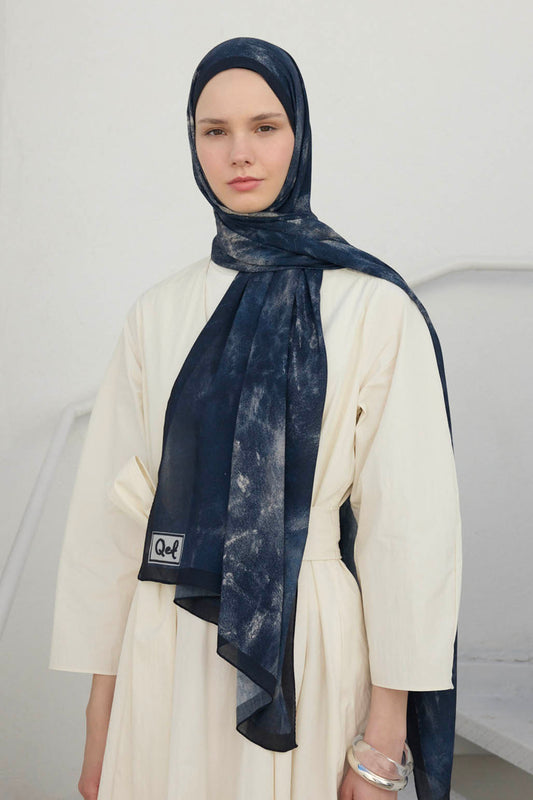 Deluxe Desenli Şal Lacivert