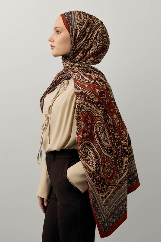 Deluxe Desenli Şal Kiremit Rengi
