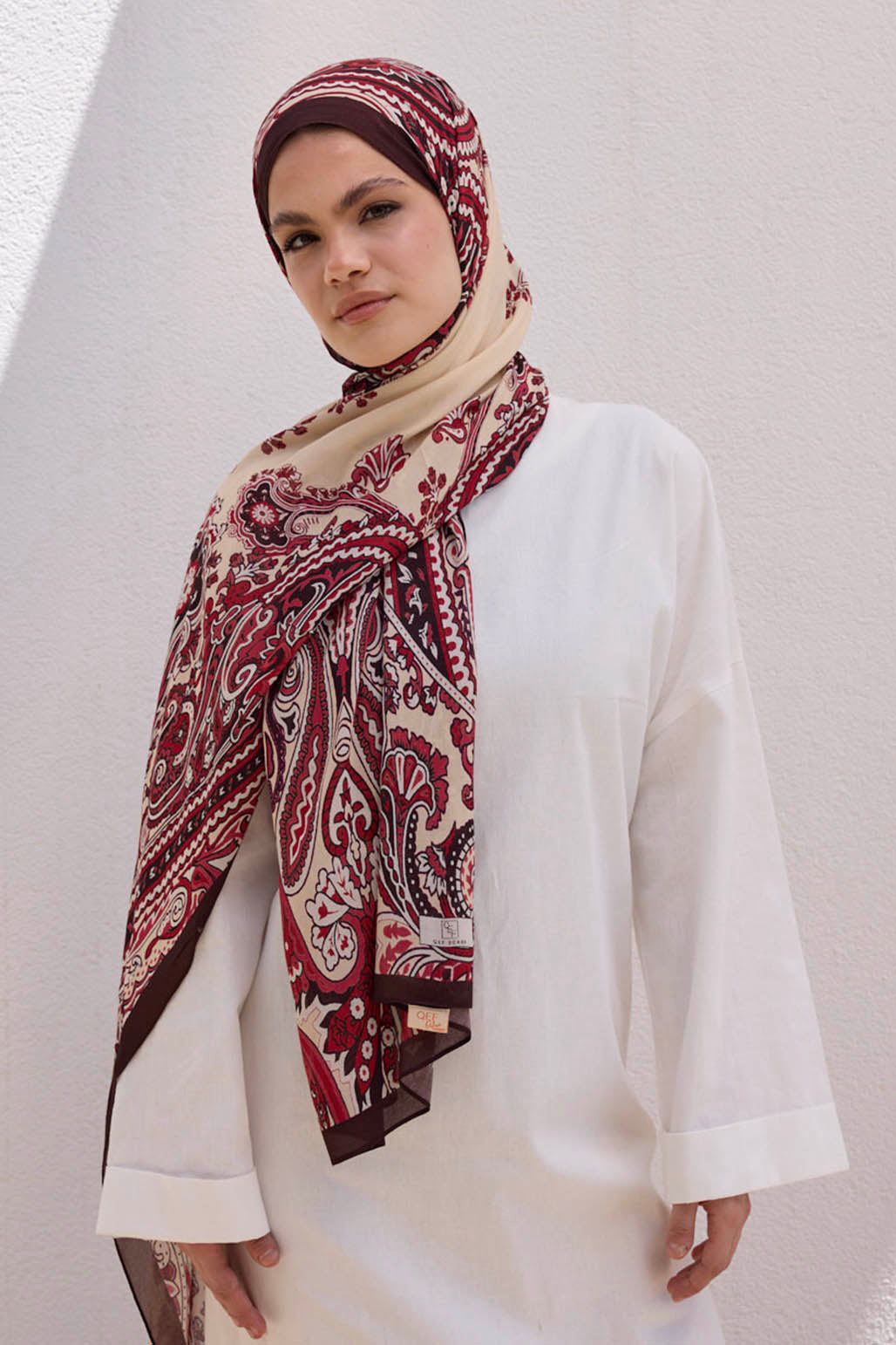 Desenli Şal Bordo