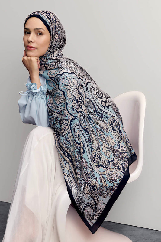 Deluxe Desenli Şal İndigo