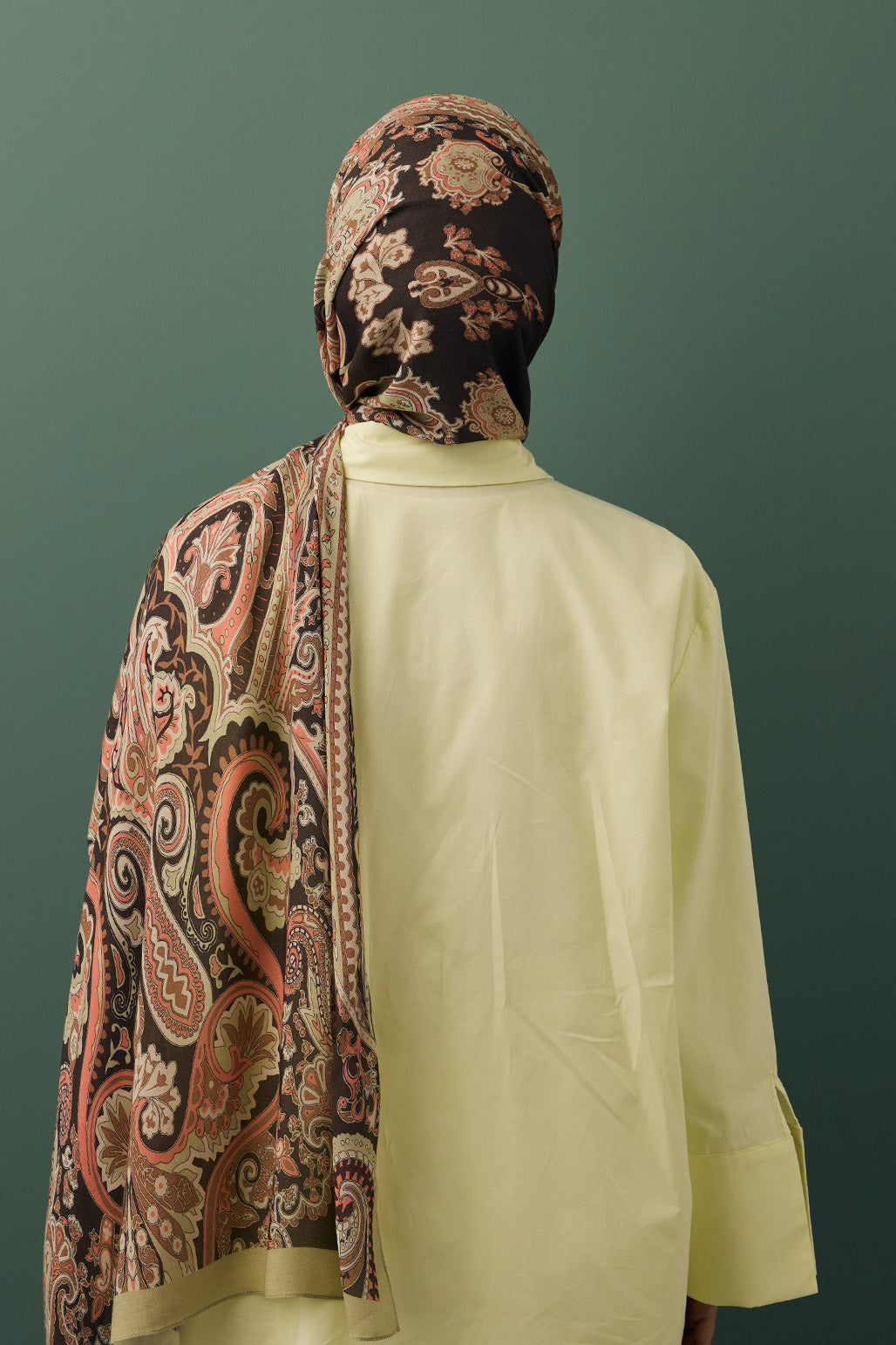 Desenli İpek Viskon Şal Kahve