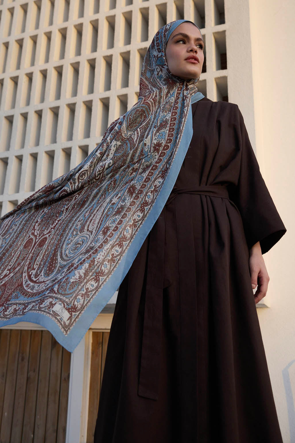 Deluxe Desenli Şal İndigo