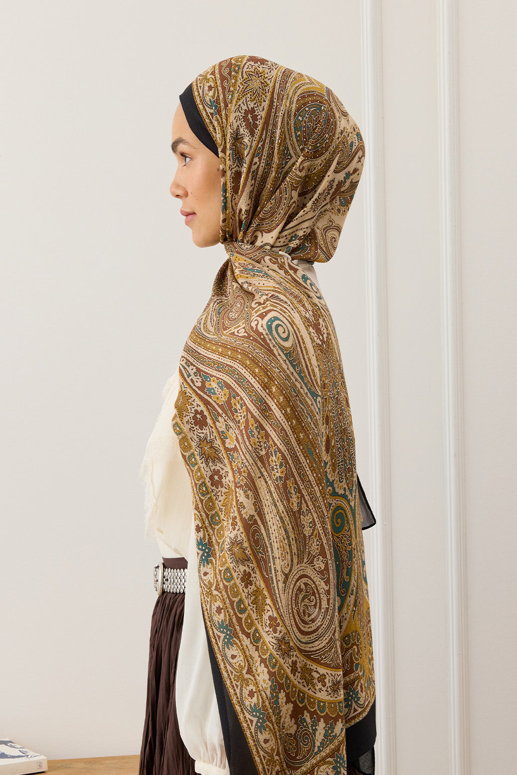 İpek Viskon Şal Kahverengi