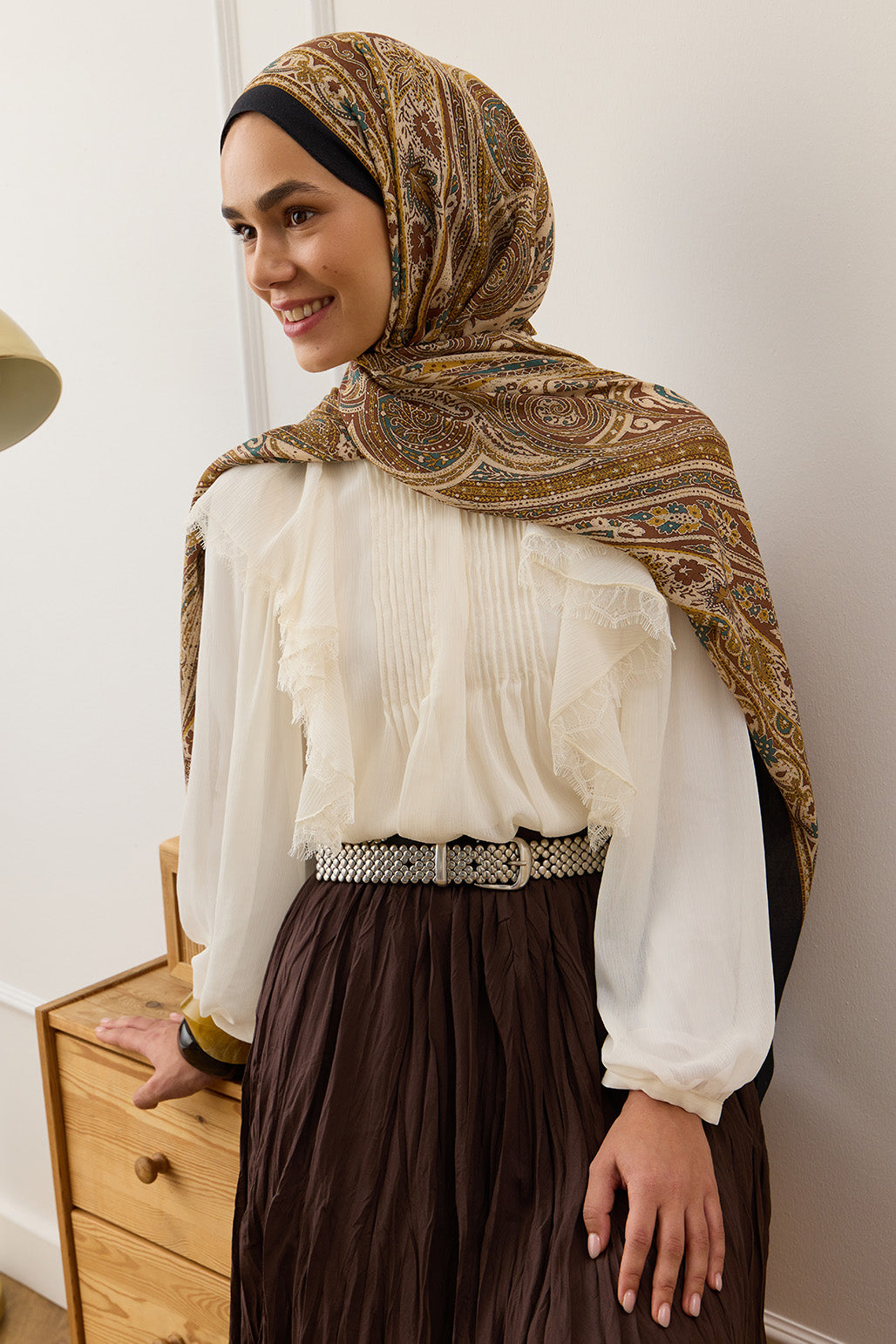 İpek Viskon Şal Kahverengi