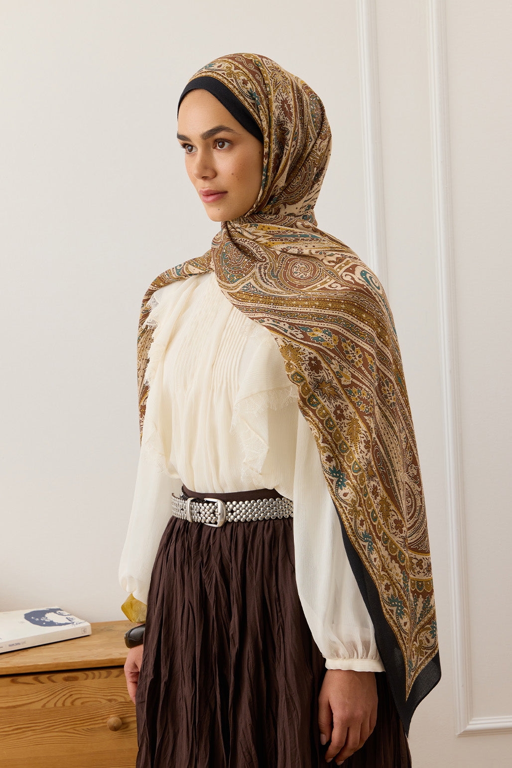 İpek Viskon Şal Kahverengi