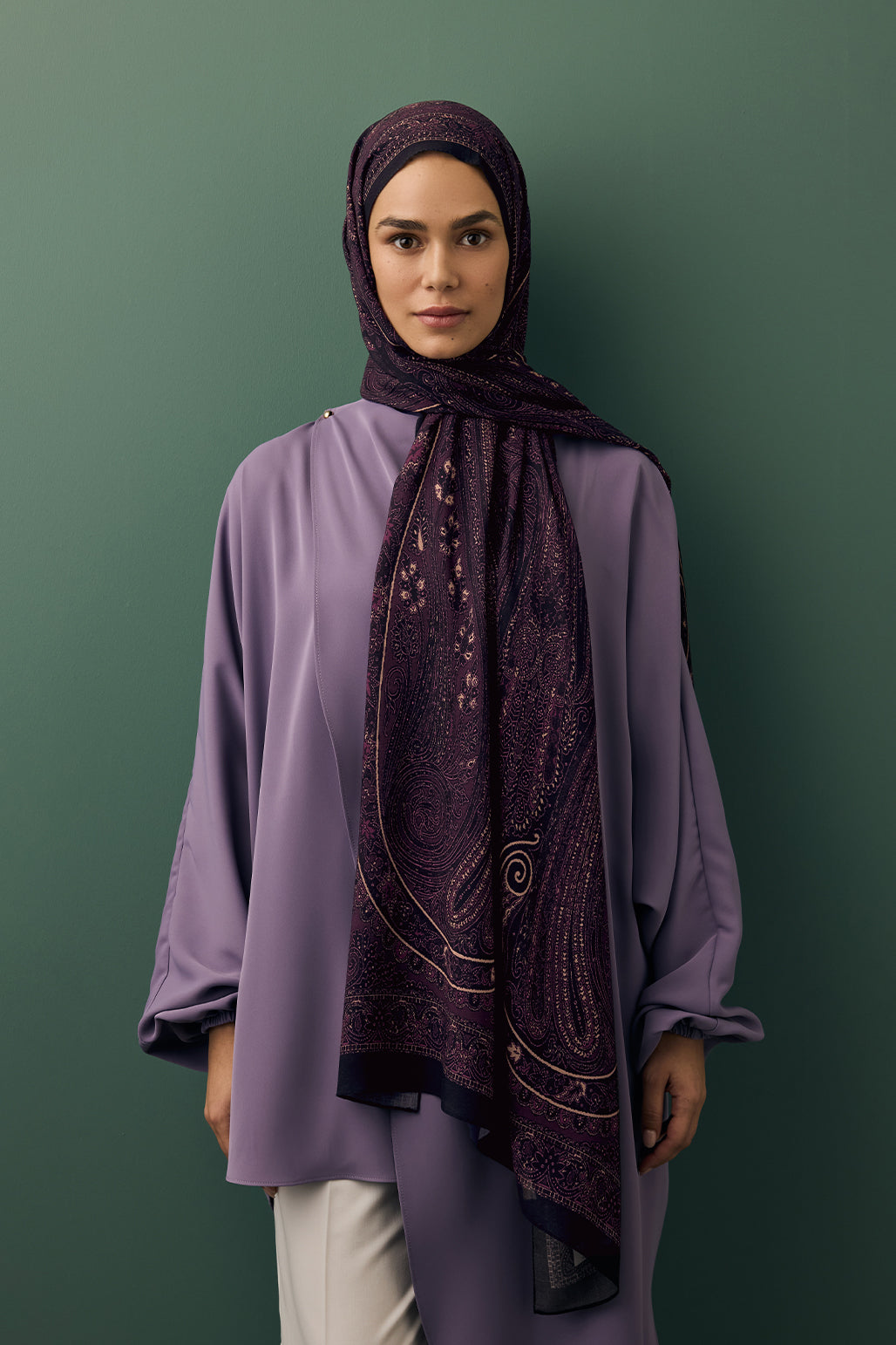 Deluxe Desenli Şal Noa Mürdüm