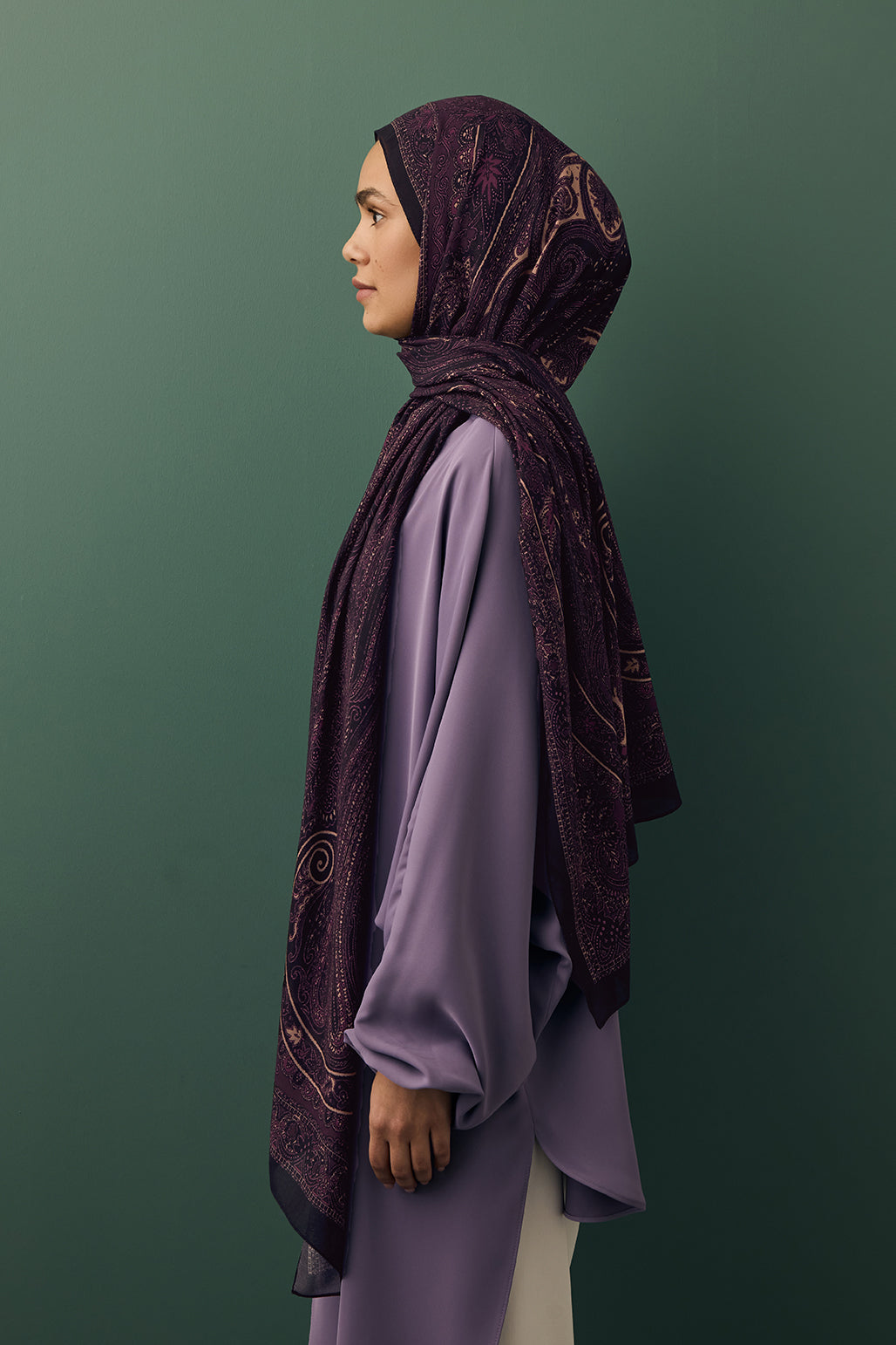 Deluxe Desenli Şal Mürdüm Eriği