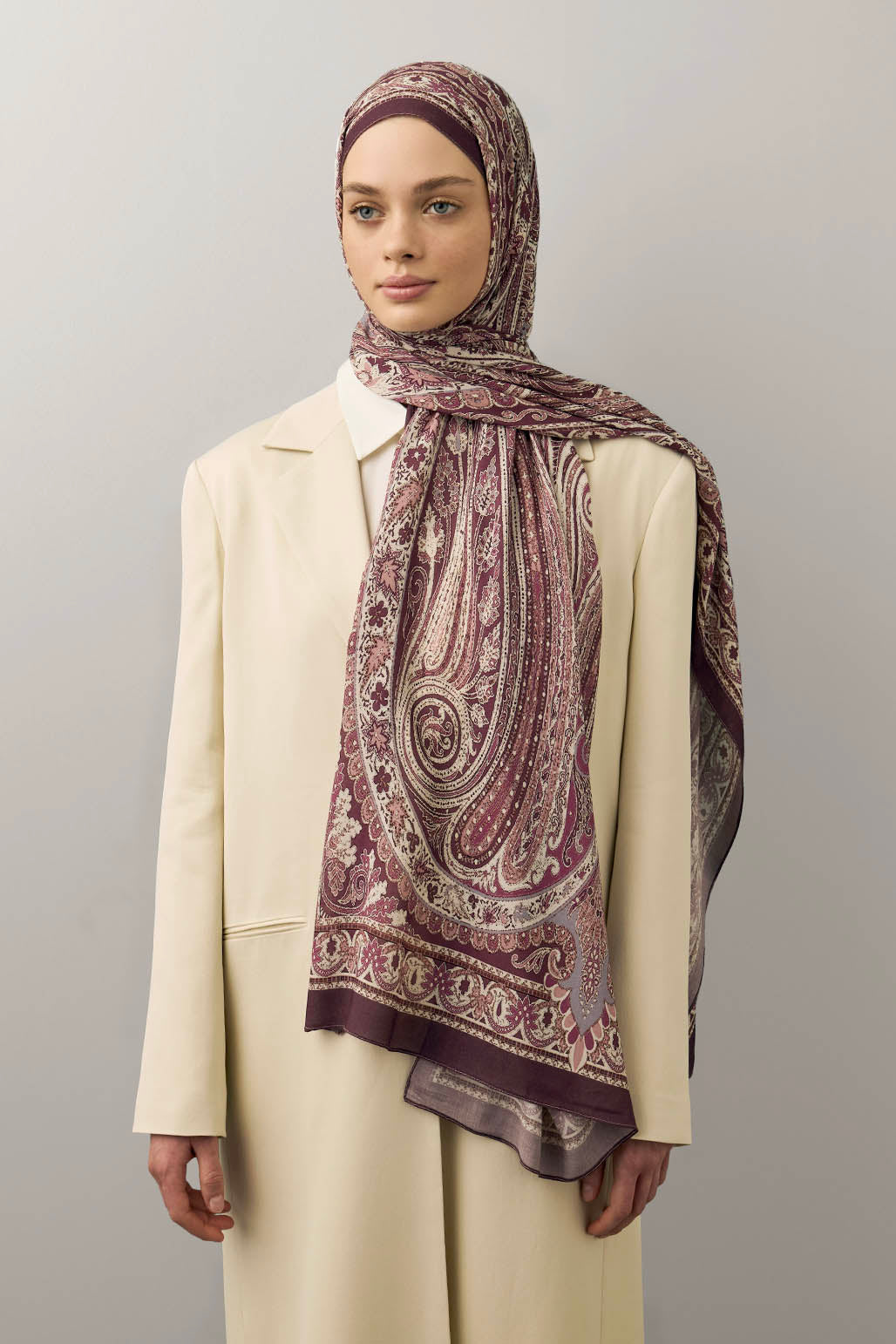 Deluxe Desenli Şal Mürdüm Eriği