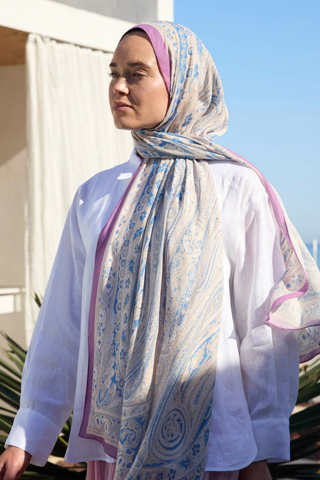 Deluxe Desenli Şal Pudra