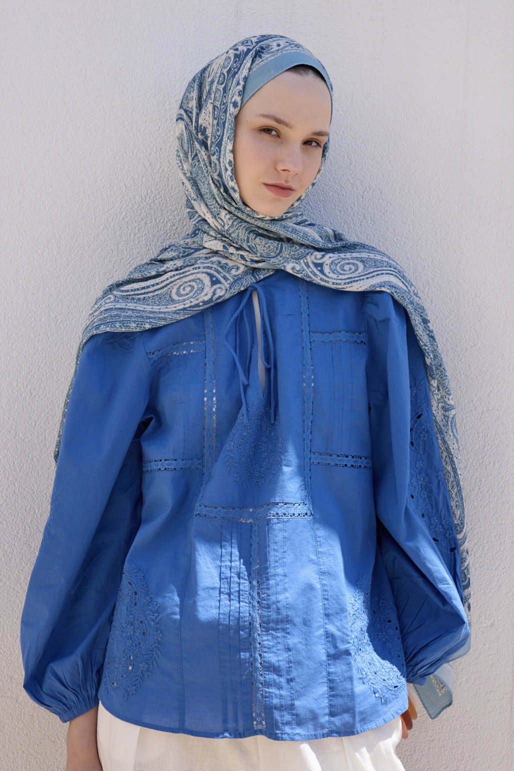 Deluxe Desenli Şal Noa Soft Mavi