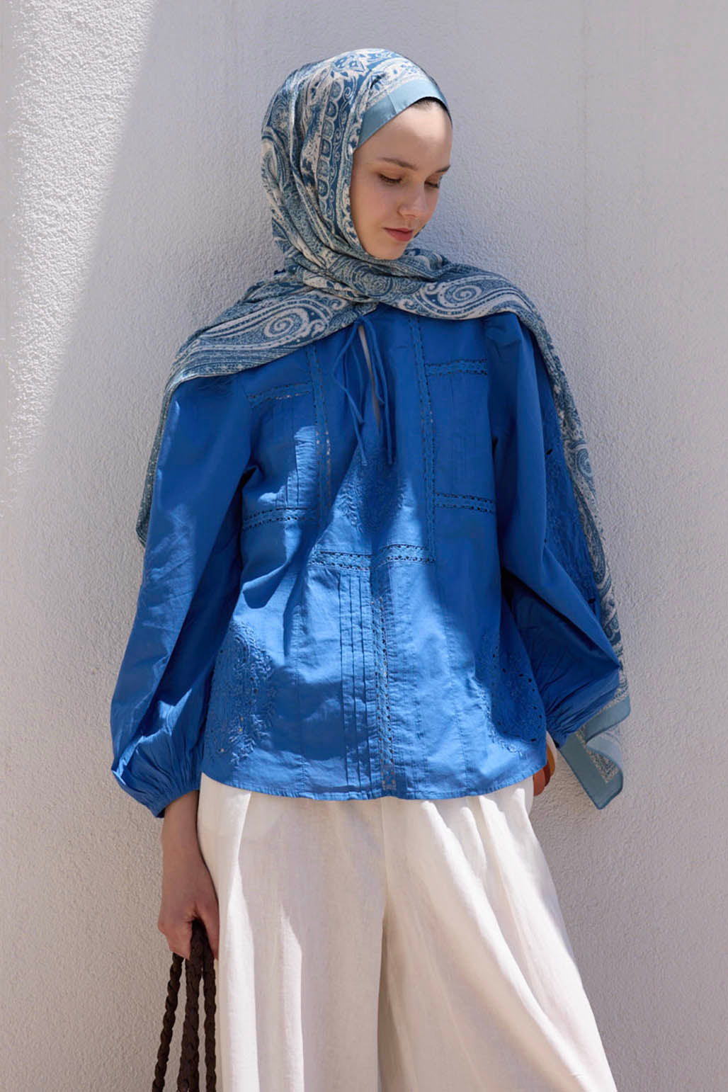 Deluxe Desenli Şal Noa Soft Mavi