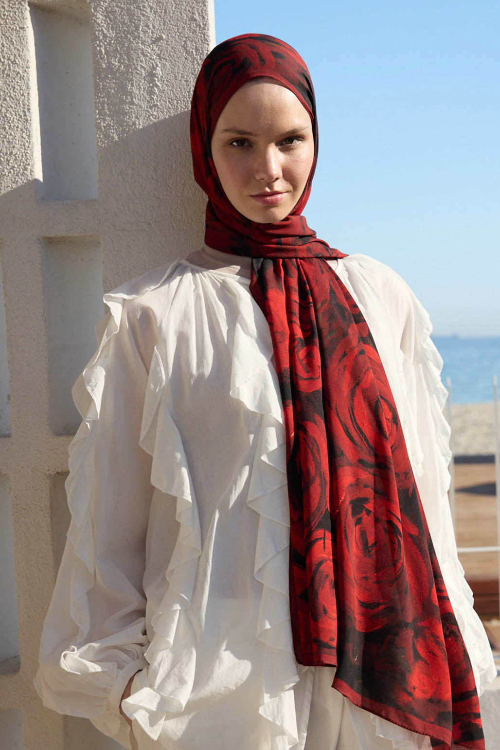 Deluxe Desenli Şal Bordo