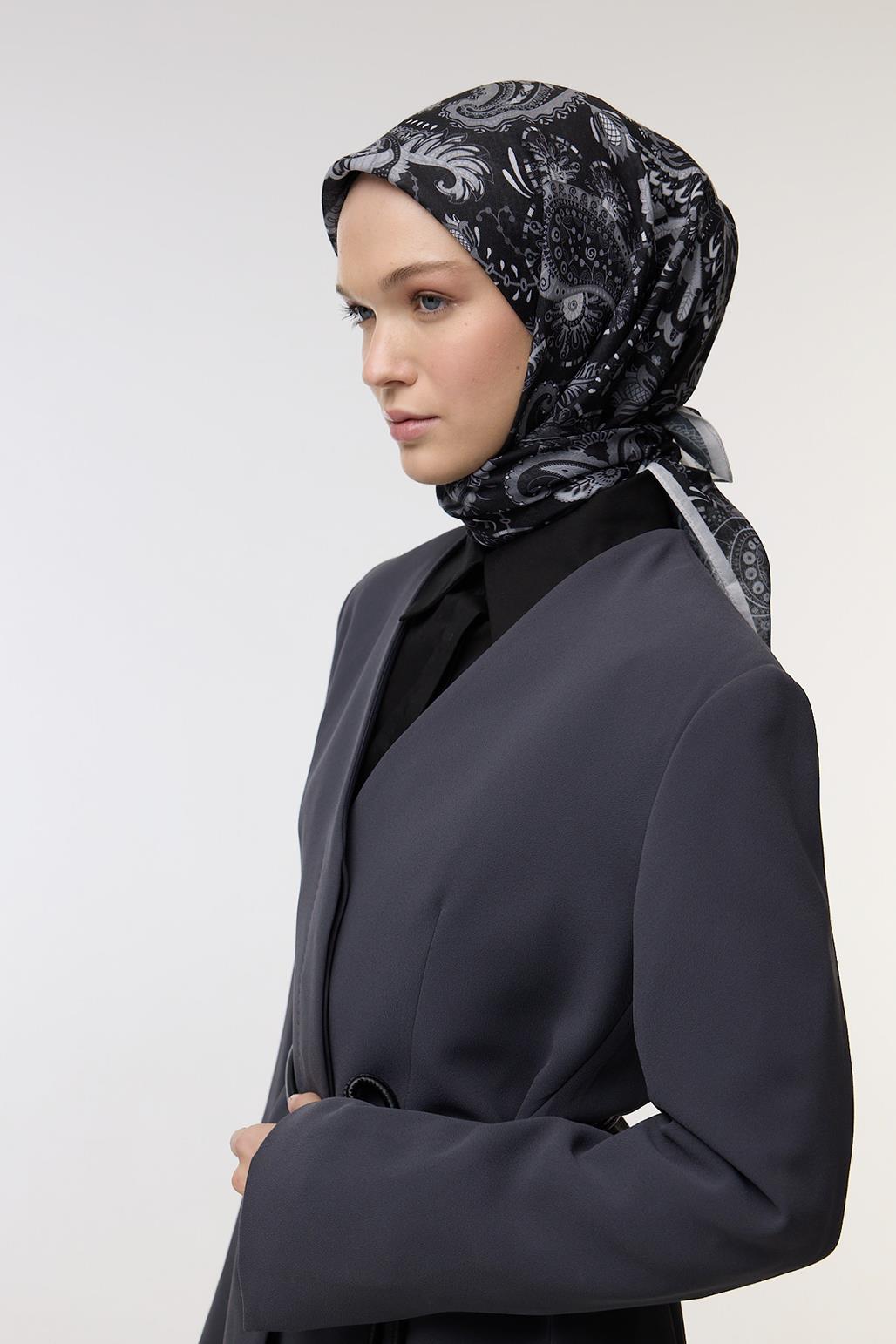 Desenli Pamuk Eşarp Black Dream