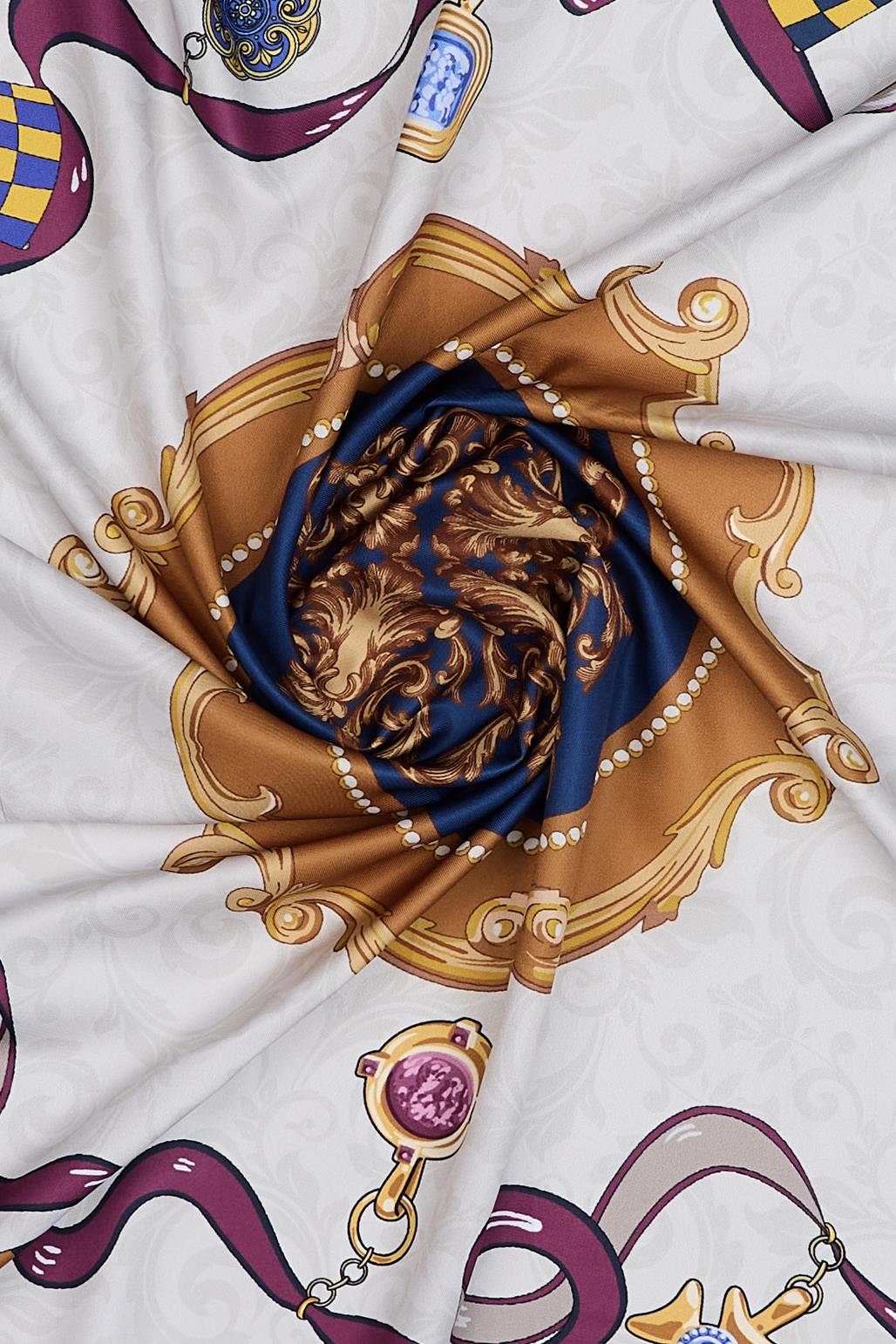 Desenli Twill İpek Eşarp Emily