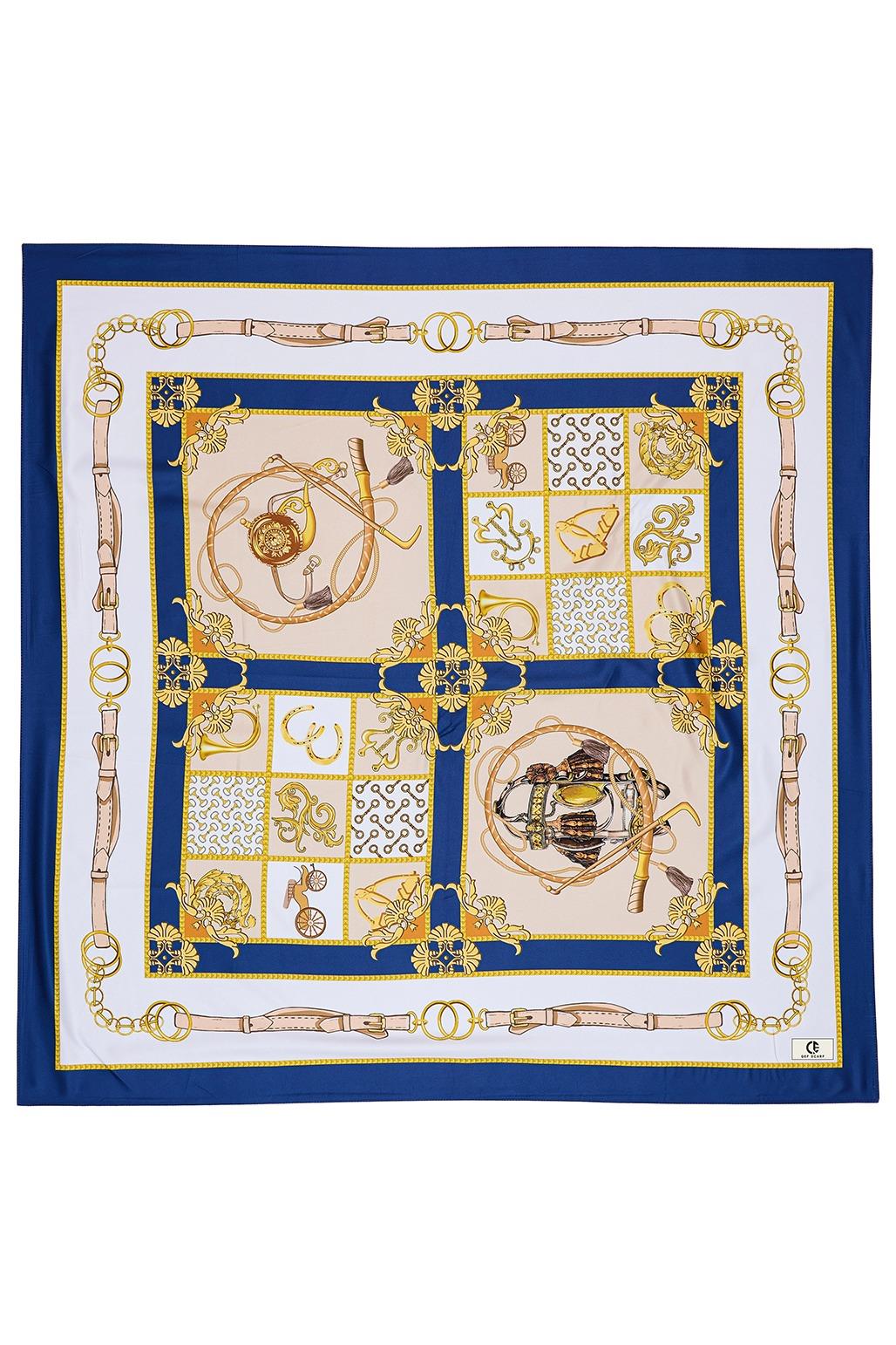 Desenli Twill İpek Eşarp Martin