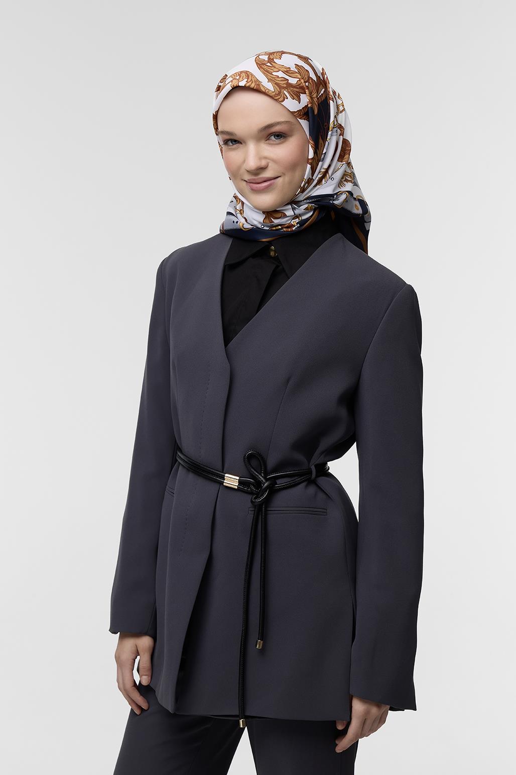Desenli Twill İpek Eşarp Monika