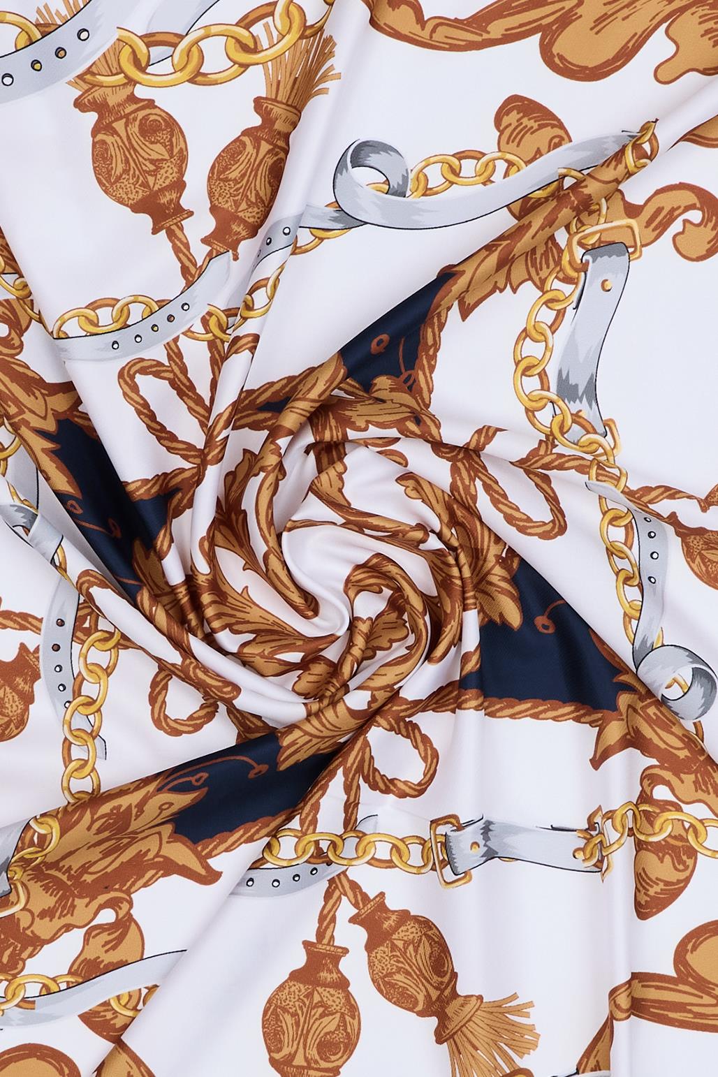 Desenli Twill İpek Eşarp Monika