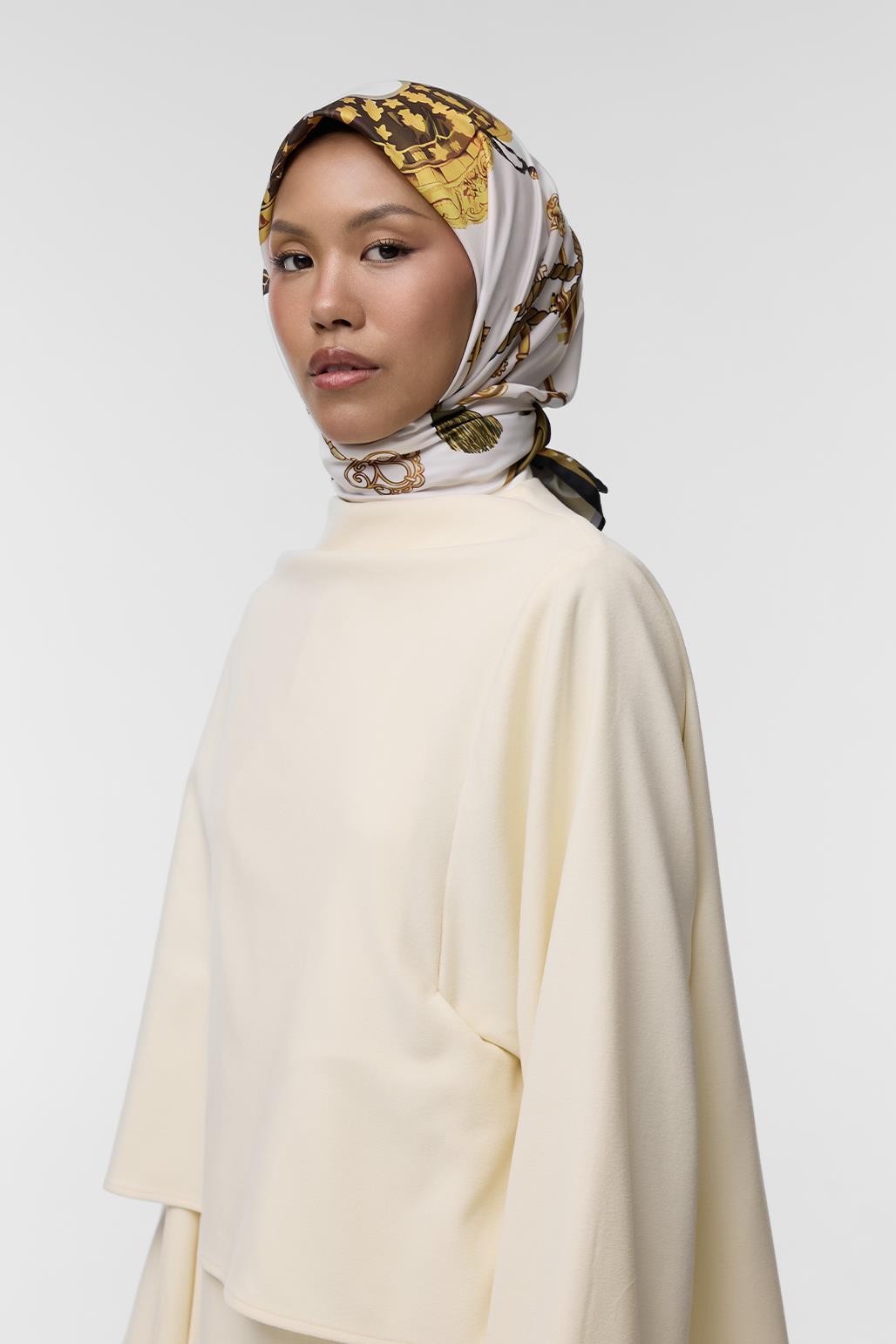 Desenli Twill İpek Eşarp Nadine