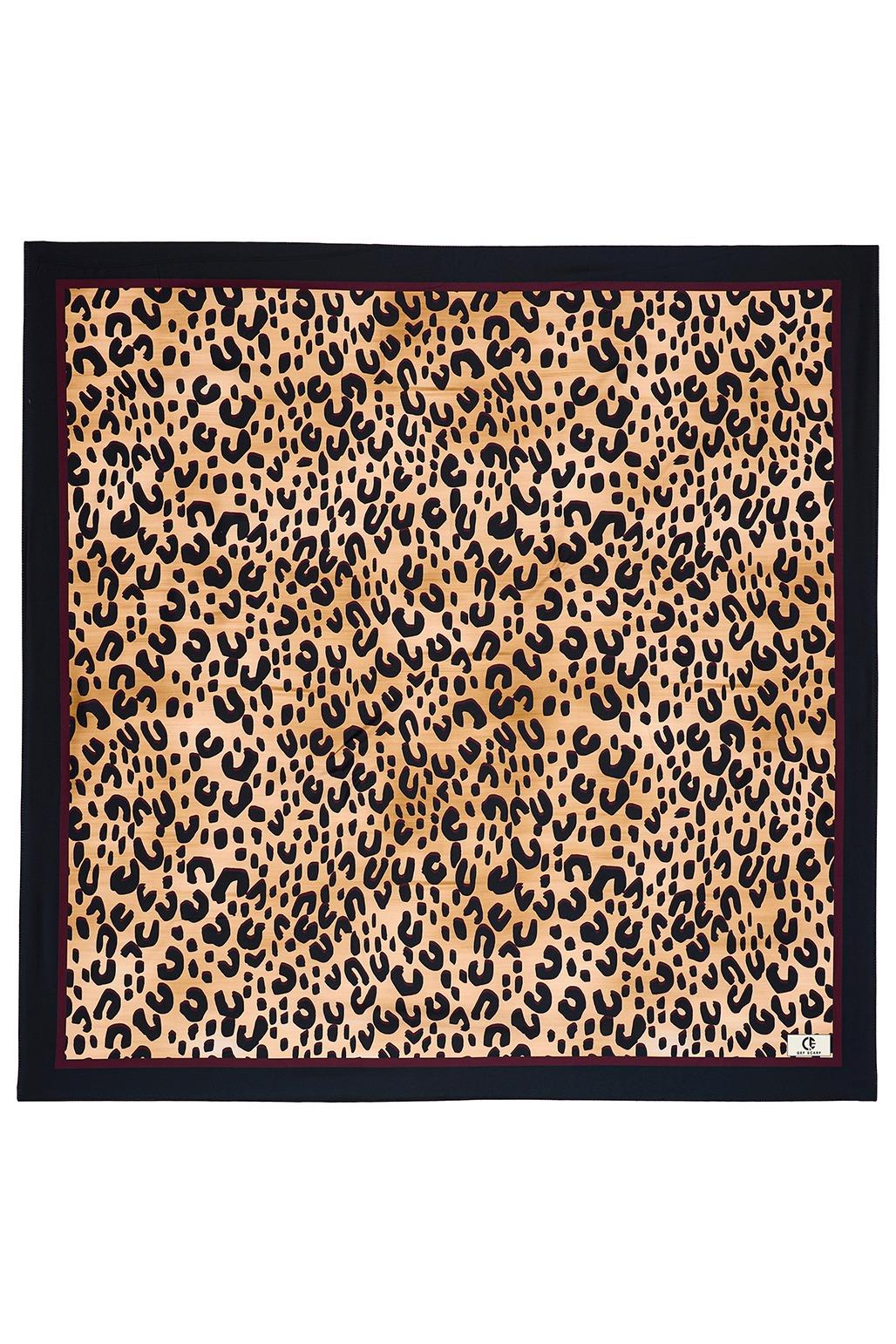 Desenli Twill İpek Eşarp Panther