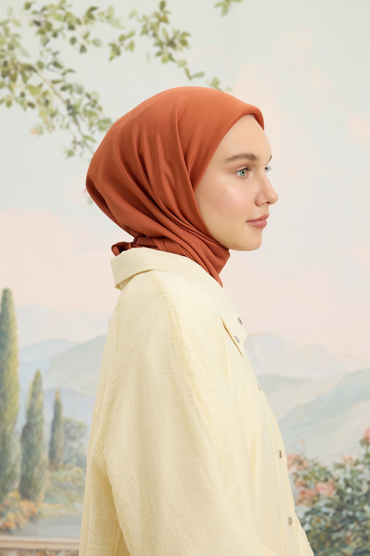 Floş Viskon Düz Eşarp Badem