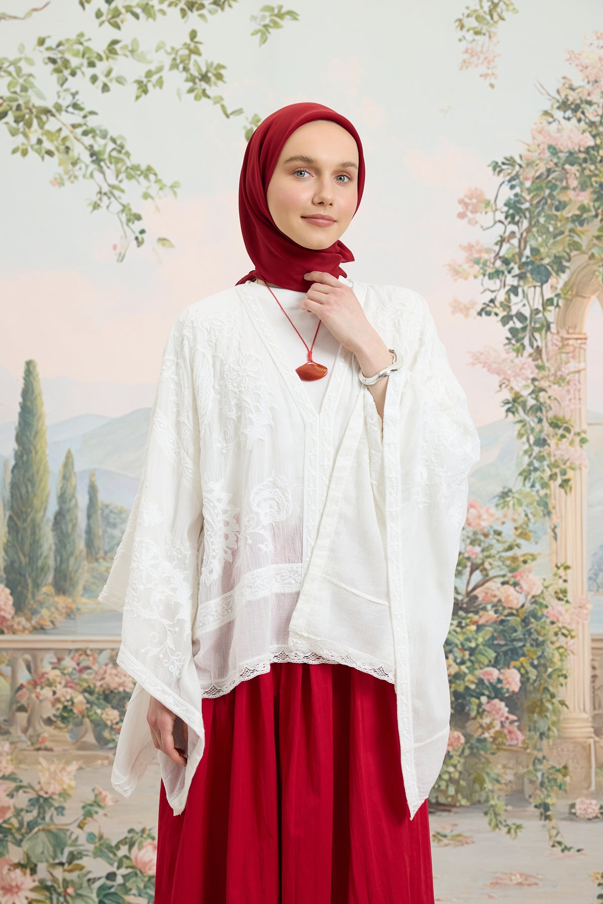 Floş Viskon Düz Eşarp Bordo