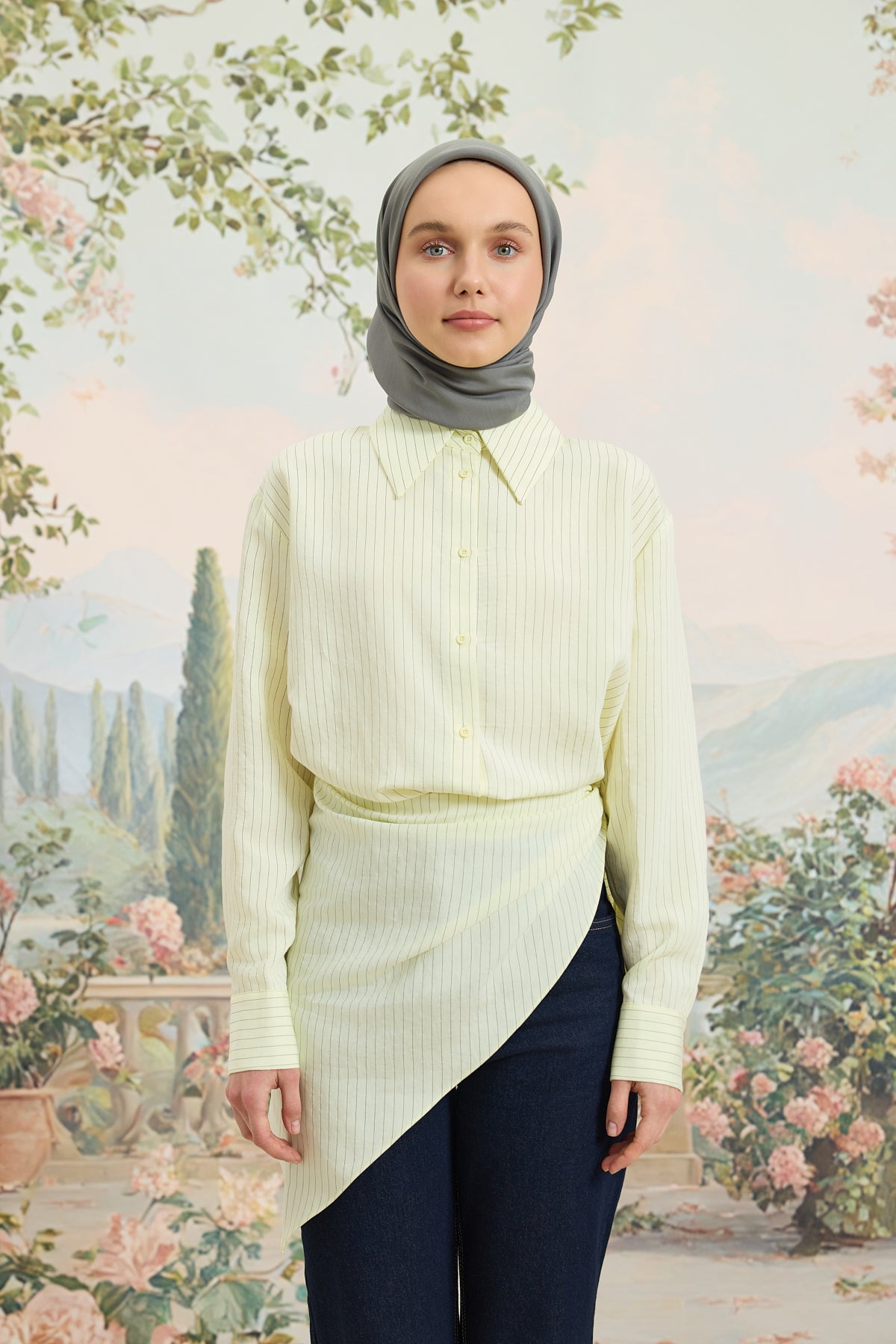 Floş Viskon Düz Eşarp Füme