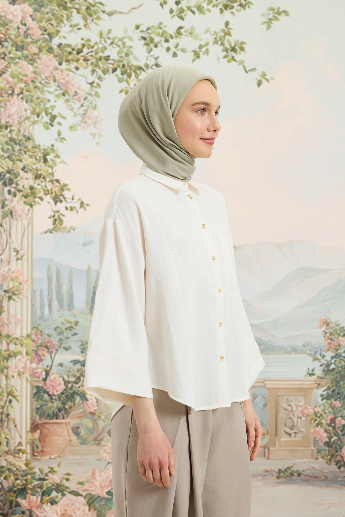 Floş Viskon Düz Eşarp Ihlamur