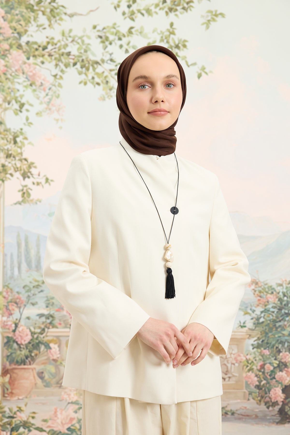 Floş Viskon Düz Eşarp Kahve