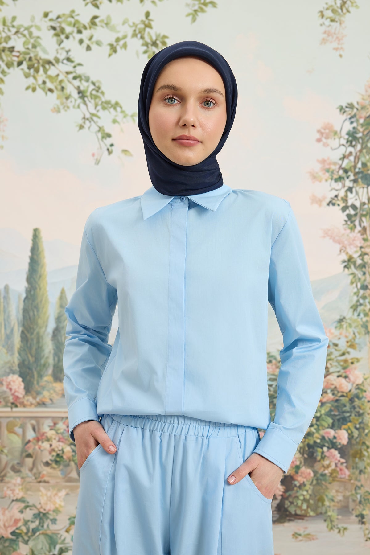 Floş Viskon Düz Eşarp Lacivert