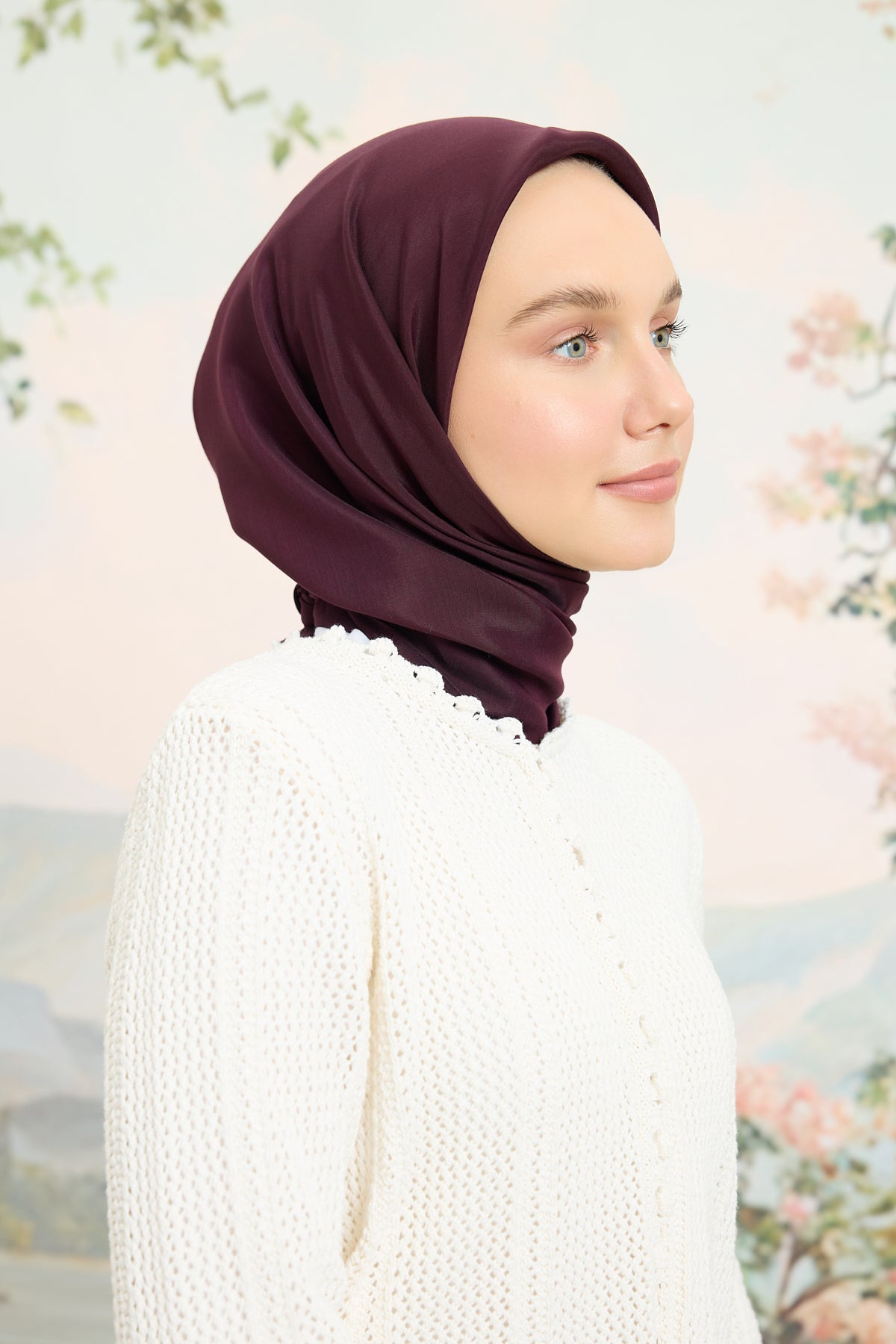 Floş Viskon Düz Eşarp Mürdüm