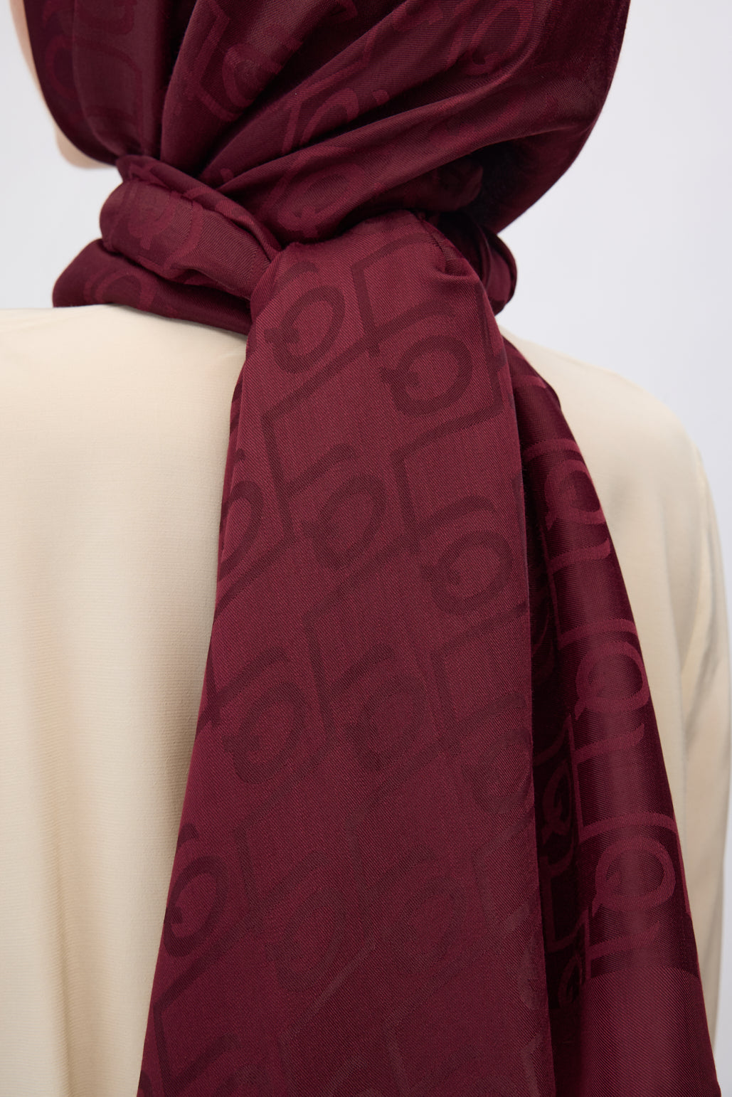 İpek Jakar Monogram Şal Bordo