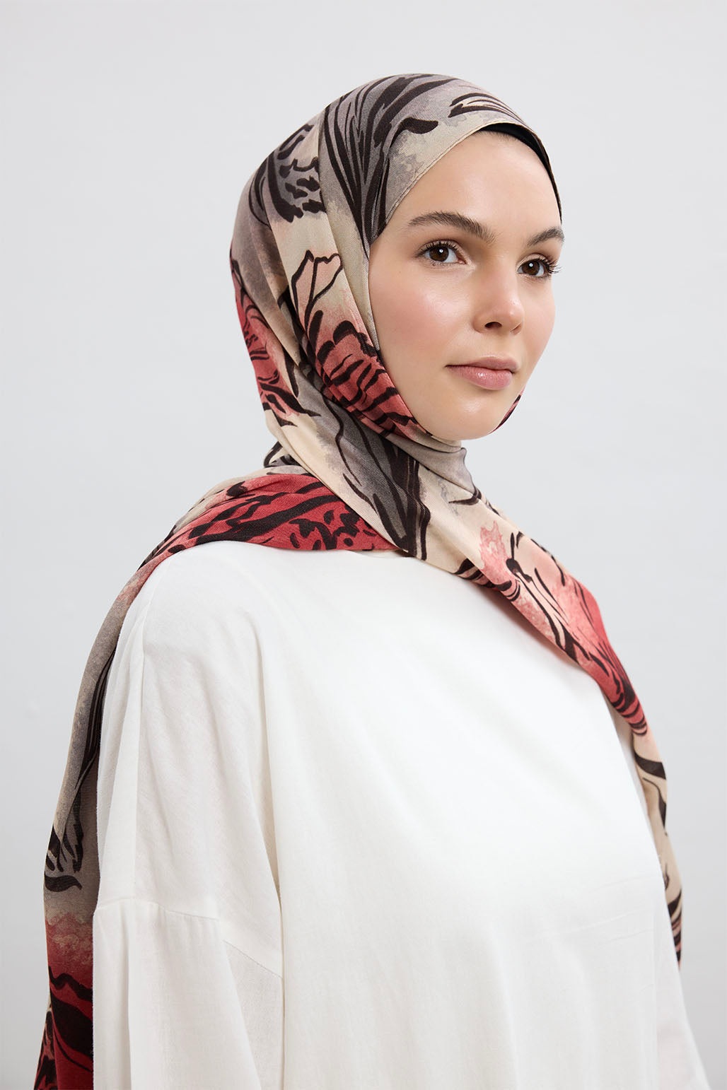 Çiçek Desenli Şal Bordo