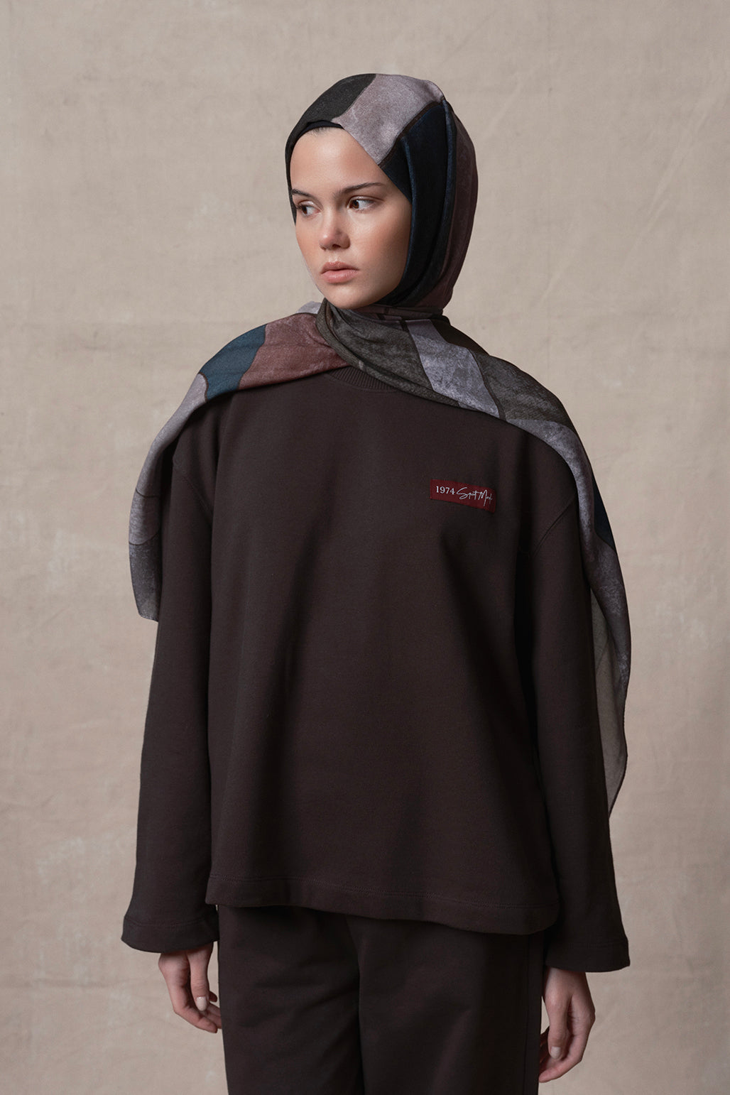 Modal Brush Şal Geometric Gri