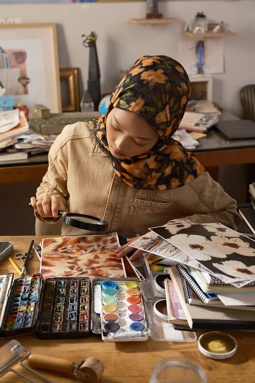 Modal Brush Şal Minik Çiçek Yeşil