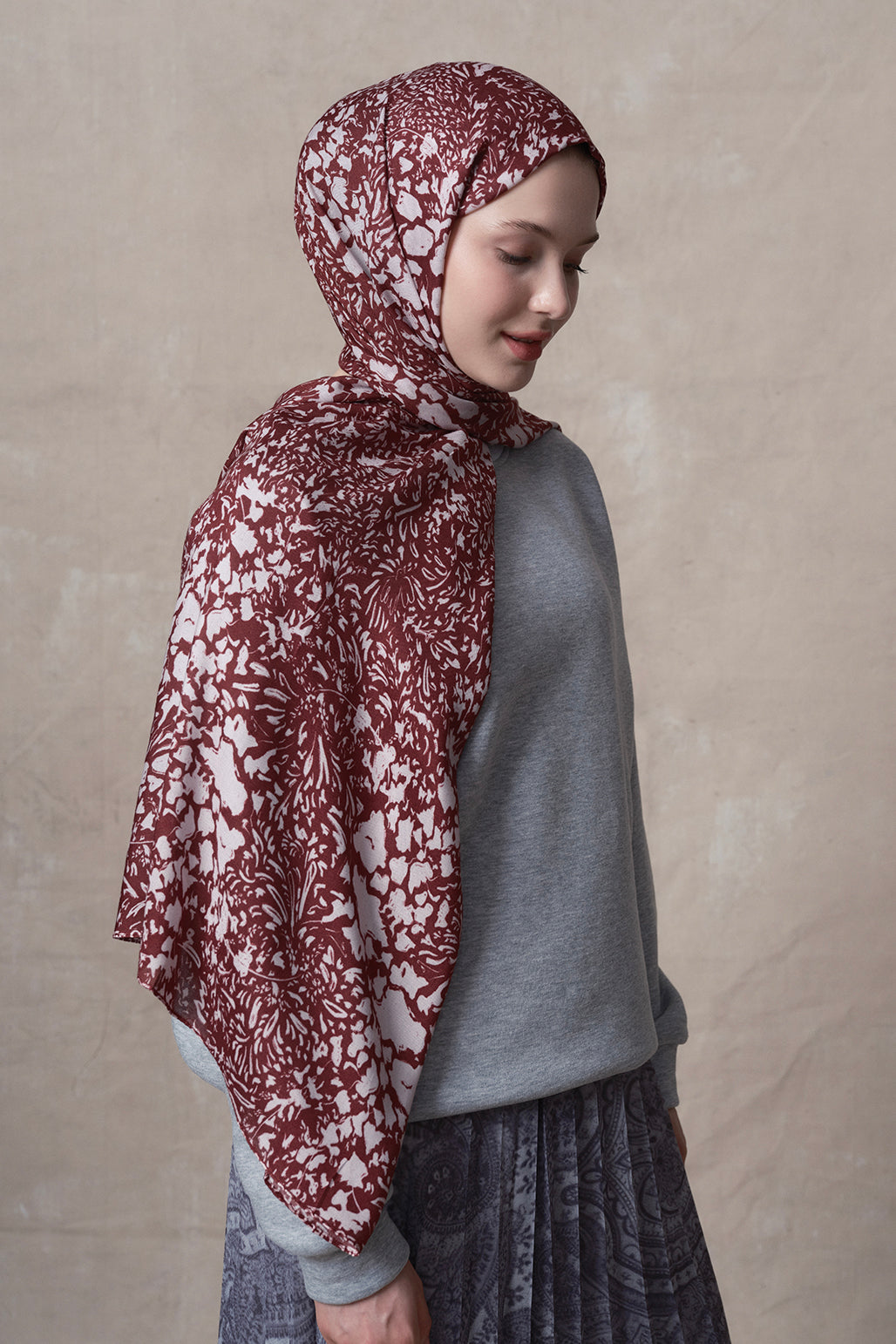 Modal Brush Şal Minimal Pattern Bordo