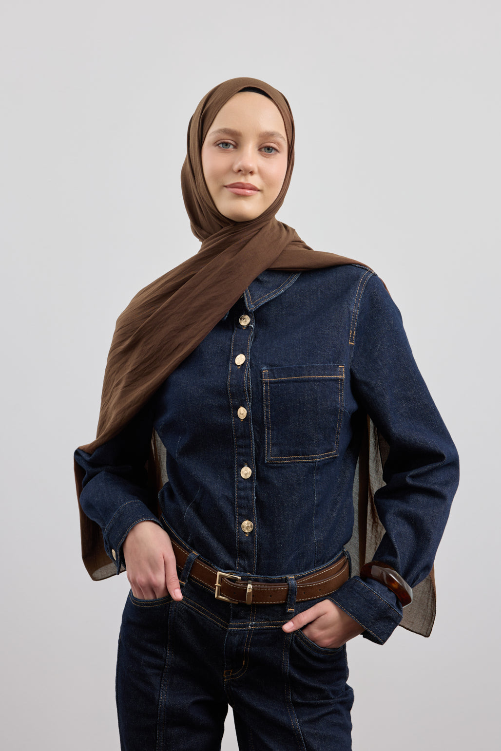 Organik Crash Şal Acı Kahve