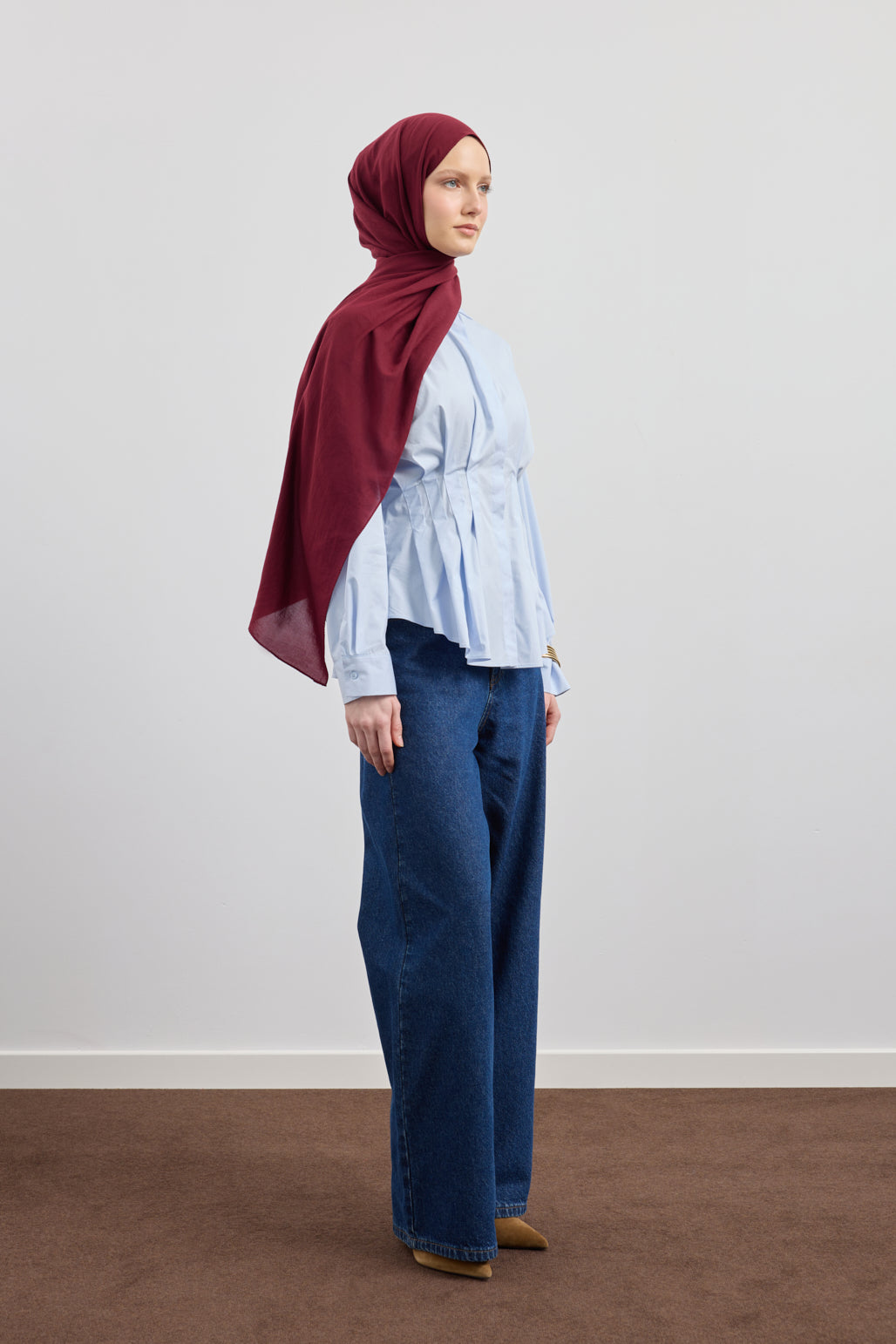 Organik Crash Şal Bordo