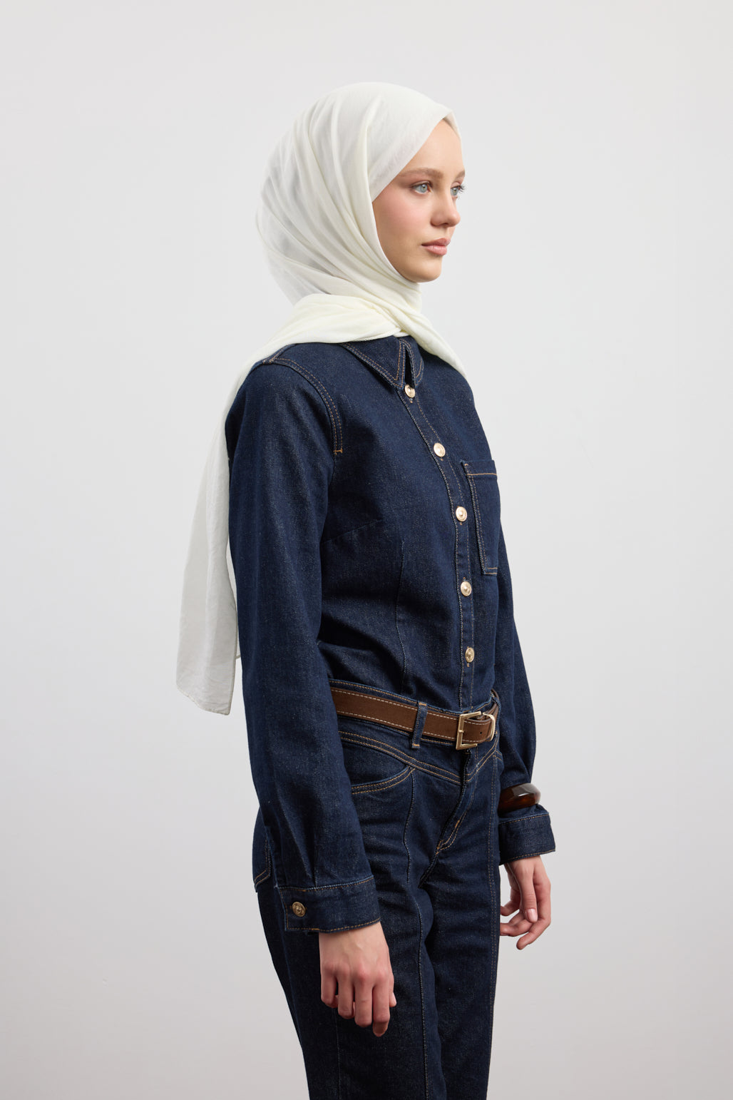 Organik Crash Şal Ekru