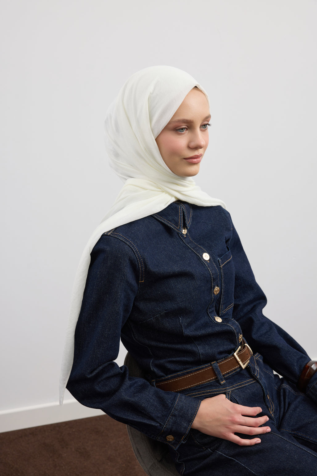 Organik Crash Şal Ekru