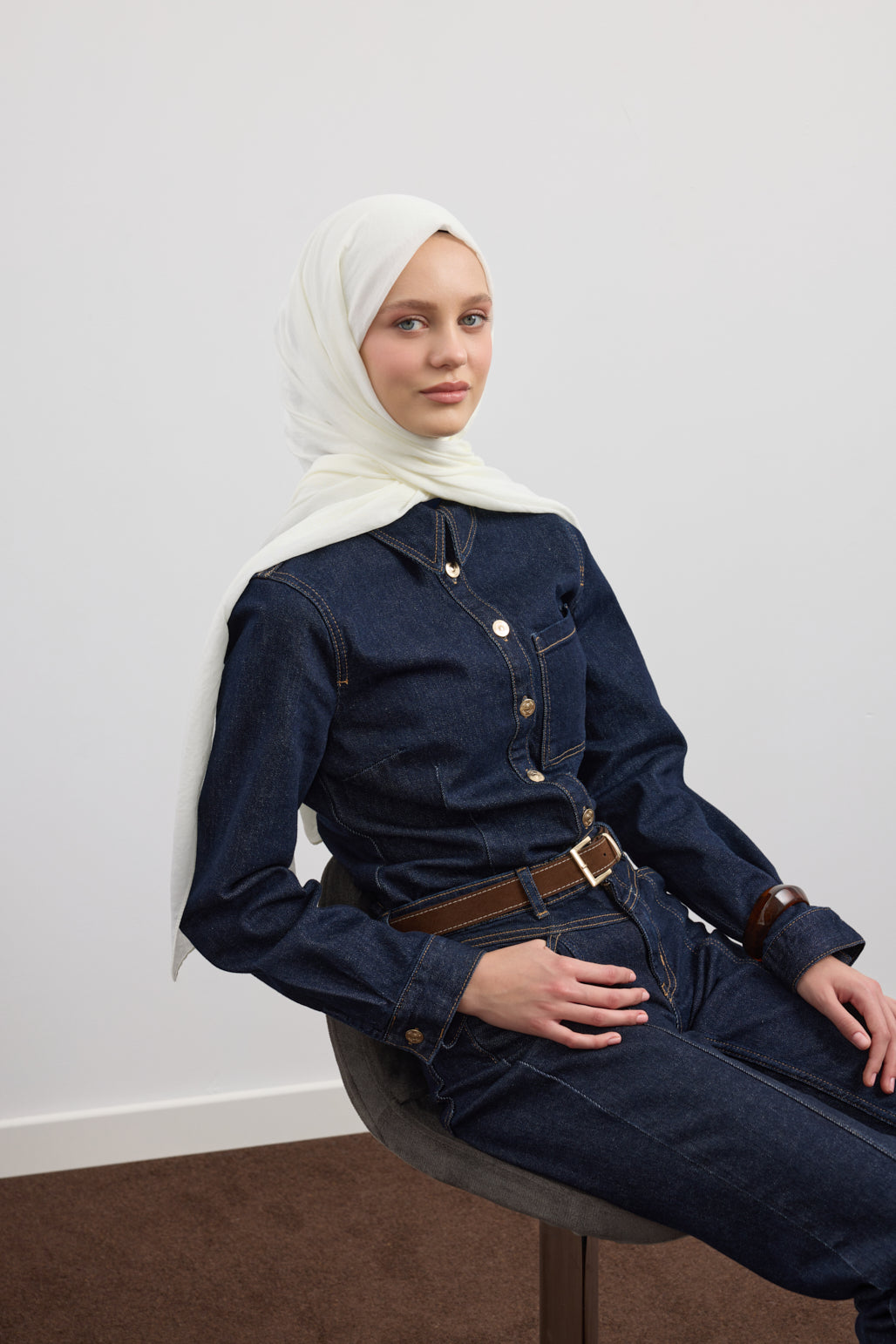 Organik Crash Şal Ekru