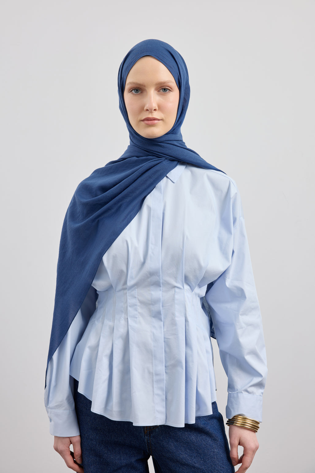 Organik Crash Şal İndigo