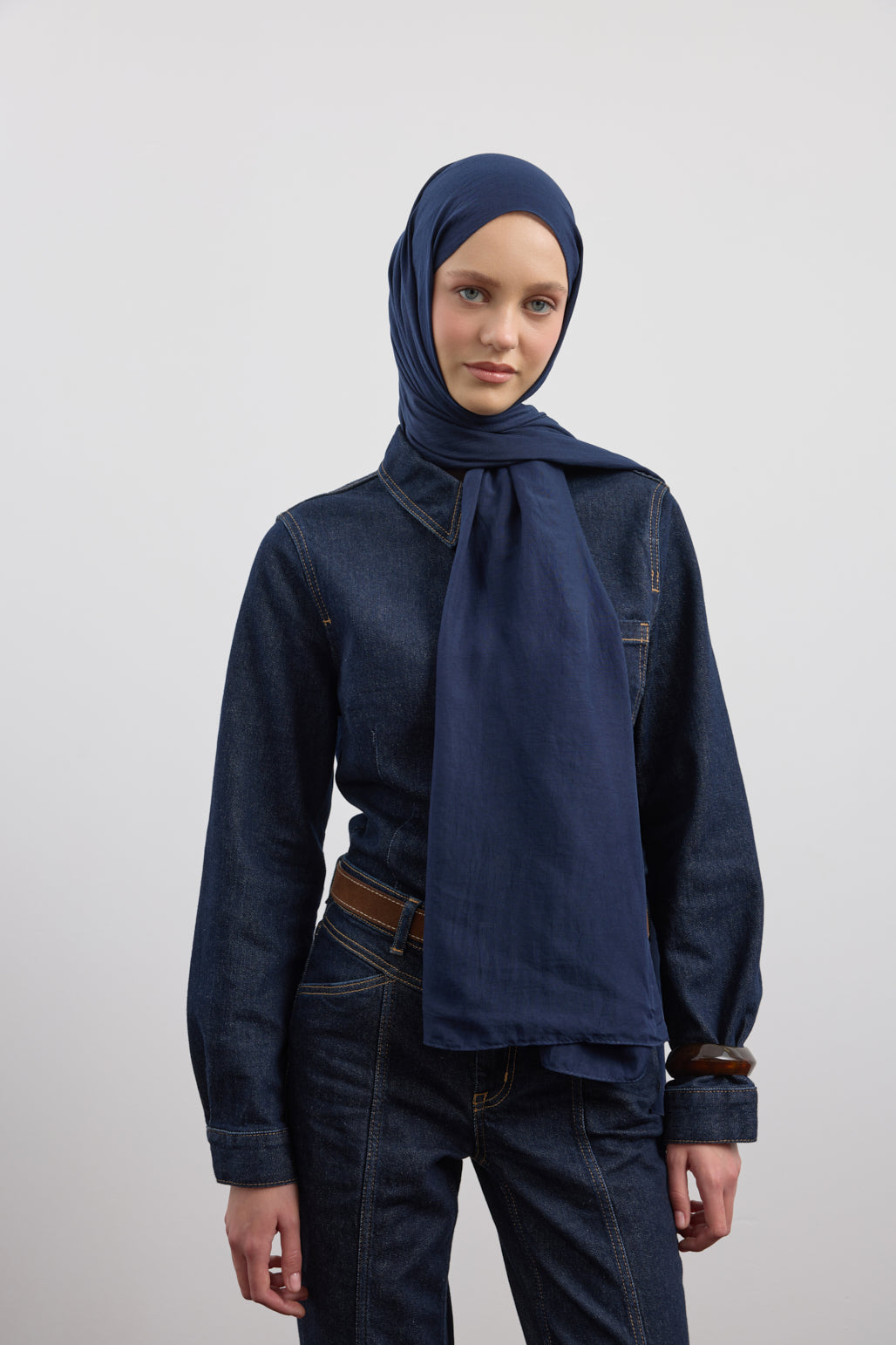 Organik Crash Şal Lacivert