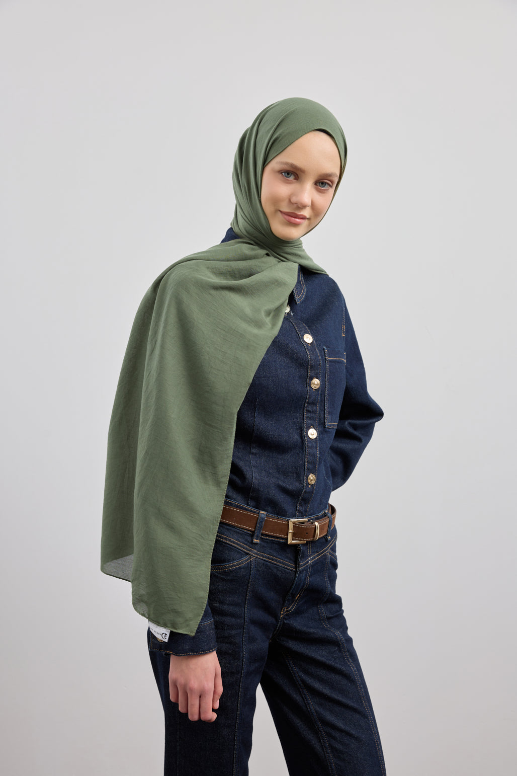 Organik Crash Şal Orman Yeşili