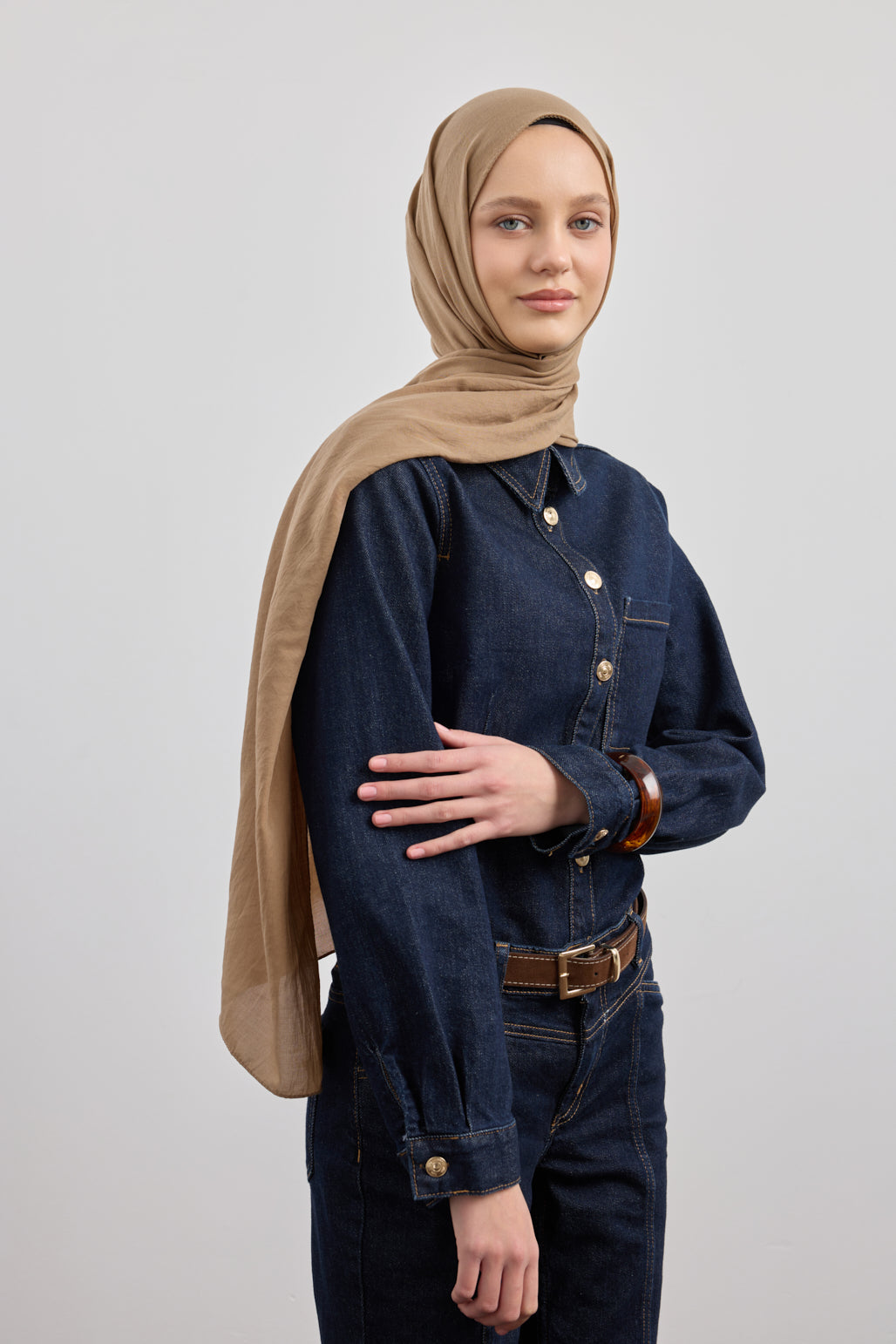 Organik Crash Şal Sütlü Kahve